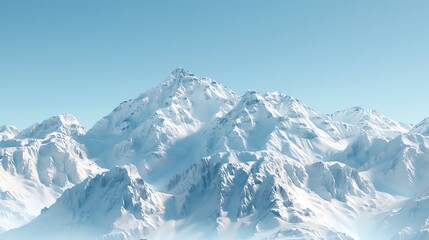 Obraz premium A majestic snow-capped mountain range under a clear blue sky. The peaks are covered in pristine white snow, creating a stunning natural scene.