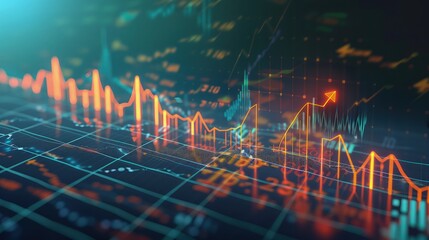 Naklejka premium A LinkedIn background designed with a subtle financial chart rising upwards, symbolizing growth and success, perfect for finance professionals.