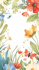 A colorful floral background with butterflies and flowers