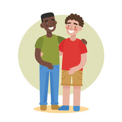 illustration of friendship with different ethnicity and culture