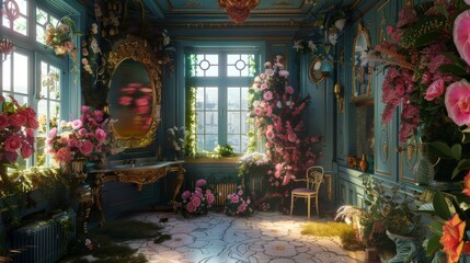 A room filled with lots of pink flowers - Powered by Adobe