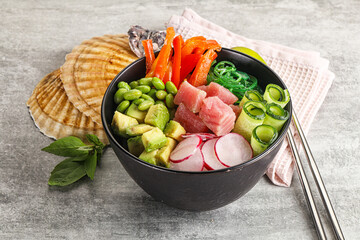 Hawaiian cuisine - poke with tuna and rice