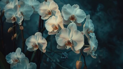 White orchids arranged in a vase, suitable for home decor