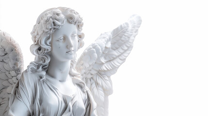 White background, stone statues of goddesses, angels, Athena, beautiful women, Generative AI.白い背景、女神の石像、天使の石像、アテナの石像、美女の石像、Generative AI。