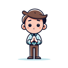 cartoon of a person standing in an apologizing pose