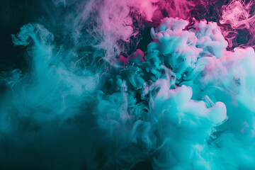 Playful event ambiance with rich teal smoke and deep neon magenta accents.