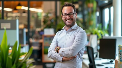 Un hombre de negocios en la oficina de una empresa startup