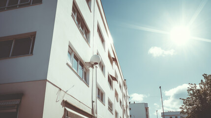 City view with white building walls