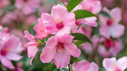 Obraz premium Blooming pink Rose of Sharon
