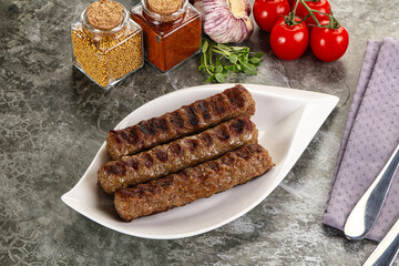Grilled beef kebab minced meat