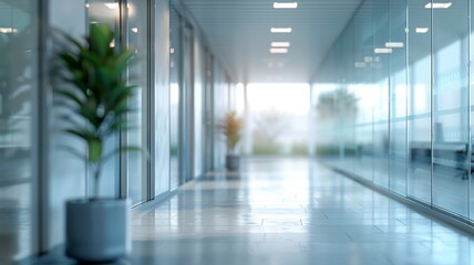 Obraz premium Blurred image of business people in the lobby of a modern office building