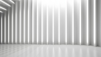 Obraz premium Futuristic White Striped Facade - Minimalist 3D Architectural Background
