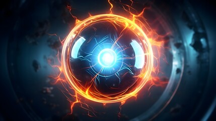 Obraz premium Pulsing Futuristic Orb of Vibrant Electric Energy Symbolizing Technological Power and Innovation