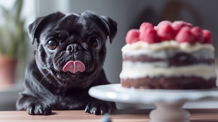 A black pug birthday card celebrate