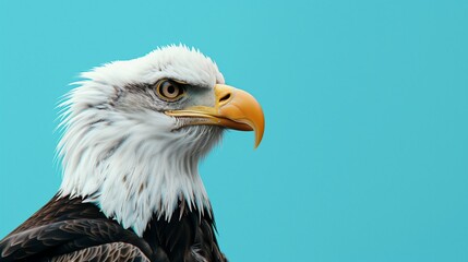 Obraz premium White-Head Eagle, Bald Eagle, American Eagle, Isolated Blue Background
