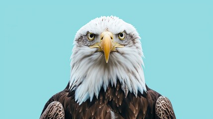 Obraz premium White-Head Eagle, Bald Eagle, American Eagle, Isolated Blue Background
