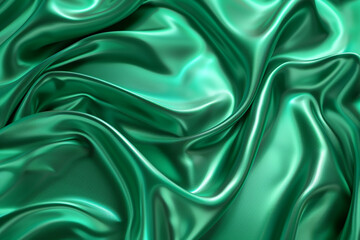 Obraz premium Emerald green 3D silky background ideal for environmental projects.