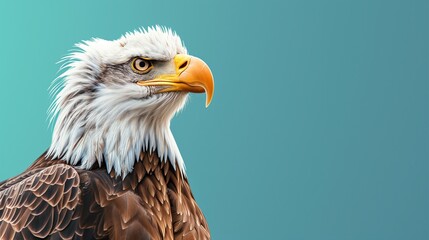 Obraz premium White-Head Eagle, Bald Eagle, American Eagle, Isolated Blue Background