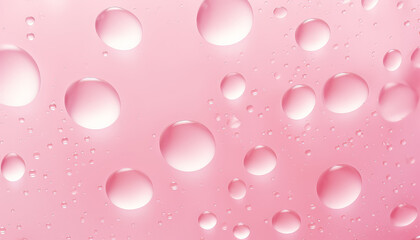 Pink water droplets with a pink background