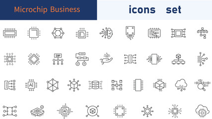 Microship icons Pixel perfect. Setup ,computer ,system. Vector illustration. 