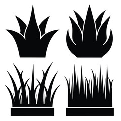 Set of grass icon black vector on white background