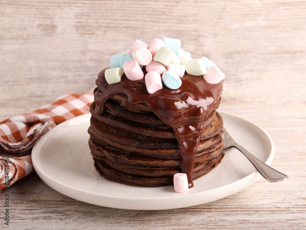 Sticker Chocolate pancakes and chocolate sauce