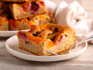 mixed fruit and berry cake slices.