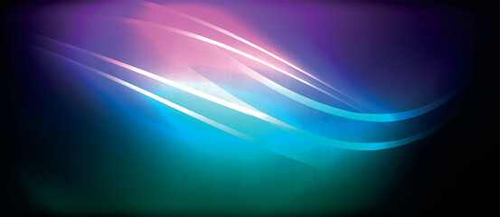 Neon glowing circle rays, light round lines in the dark, planet style neon wave lines. Energetic electric concept design for wallpaper, banner, background