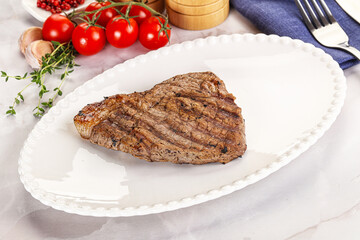 Grilled marble beef steak with sauce