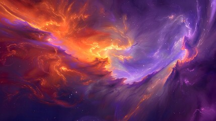 Fototapeta premium abstract background with a Vibrant Nebula in Deep Space in purple, blue, orange colorful glowing backdrop