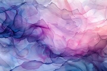 Fototapeta premium alcohol ink painting of pink, purple and blue colors, fluid shapes, dreamy and blurry in the style of fluid shapes 