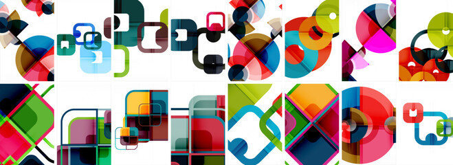 Trendy minimal colorful geometric shapes. Abstract background collection. Vector Illustration For Wallpaper, Banner, Background, Card, Book Illustration, landing page