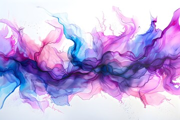 alcohol ink painting of pink, purple and blue colors, fluid shapes, dreamy and blurry in the style of fluid shapes
