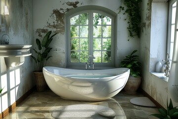 Fototapeta premium A Modern Bathroom With Natural Lighting