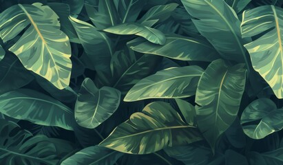 Tropical green leaves pattern for serene backdrop