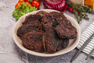 Liver pancakes in the bowl