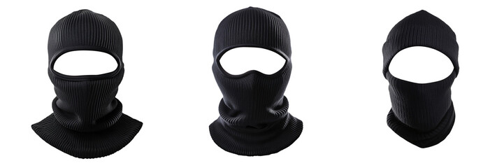 Black balaclava isolated on transparent background