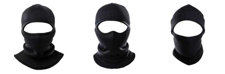 Black balaclava isolated on transparent background