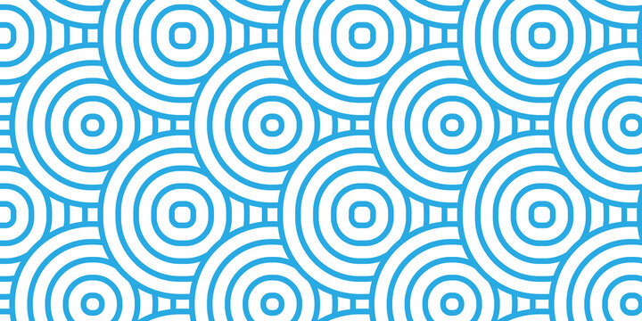 Overlapping Pattern Minimal diamond geometric waves spiral and abstract circle wave line. blue color seamless tile stripe geometric create retro square line backdrop pattern background.