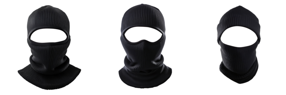 Black balaclava isolated on transparent background