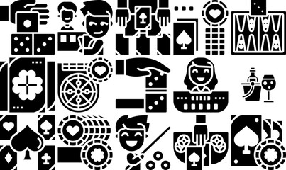 Mega Set Of Vector Casino Glyph Icons Collection Isolated Silhouette Solid Icons Including Game,Card,Poker,Money,Casino Vector Icon Set Linear Pictogram Pack