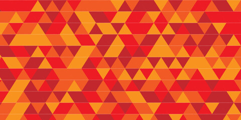 Orange and red square triangle tiles pattern mosaic background. Modern seamless geometric low poly...