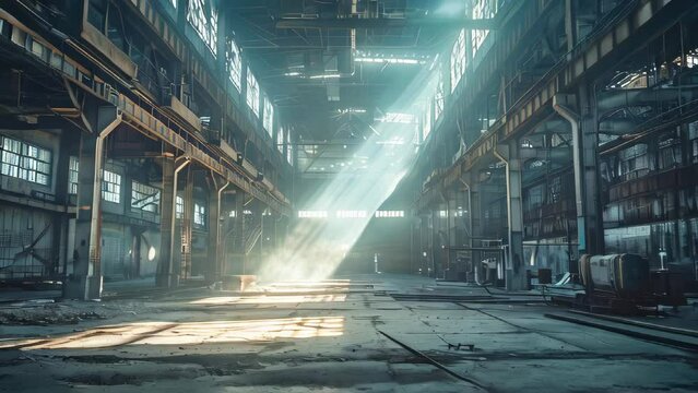 Inside an abandoned industrial factory