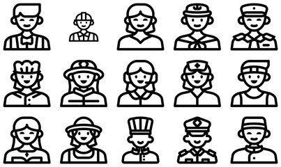A Collection Of Avatars Icons Silhouette Vector Logo Design Containing Occupation,Service,Worker,Restaurant,Job Business Infographic Elements Logo Vector Illustration
