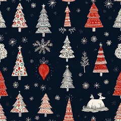 Set of doodle christmas illustrations in vector on isolated white background.