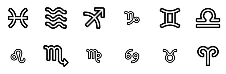 A Collection Of Zodiac 64Px Vector Symbols Apps, Websites Ui Designs Suitable For Scorpio,Astrological-Sign,Zodiac-Sign,Scorpio-Sign,Astrology Solid Icon Collection. Vector Illustration