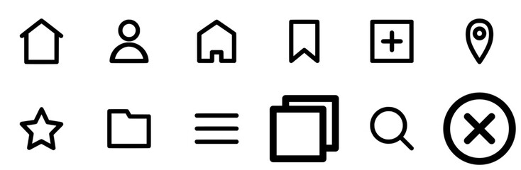 Obraz premium Mega Set Of Vector User Interface Icons Silhouette Vector Logo Design Containing Interface,Home,House,Building,Ui Pictograms And Infographics Design Elements Vector Illustration