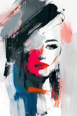 A vibrant painting capturing the essence of a womans face in a spectrum of colors