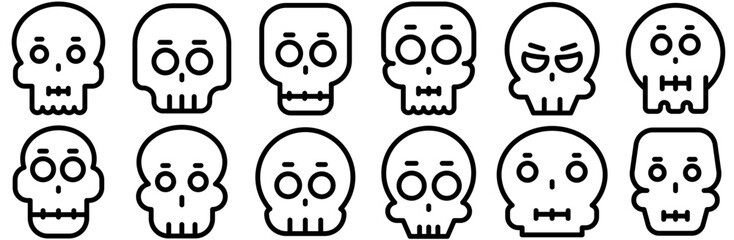 Set Of Skull Vol Icons Collection Isolated Silhouette Solid Icons Including Skull,Spooky,Ghost,Bone,Halloween Simple Black Style Symbol Sign For Apps And Website, Vector Illustration