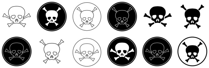 Set Of Skull Icons Collection Isolated Silhouette Solid Icons Including Skull,Danger,Death,Poison,Pirate Outline Icons Collection. Simple Vector Illustration
